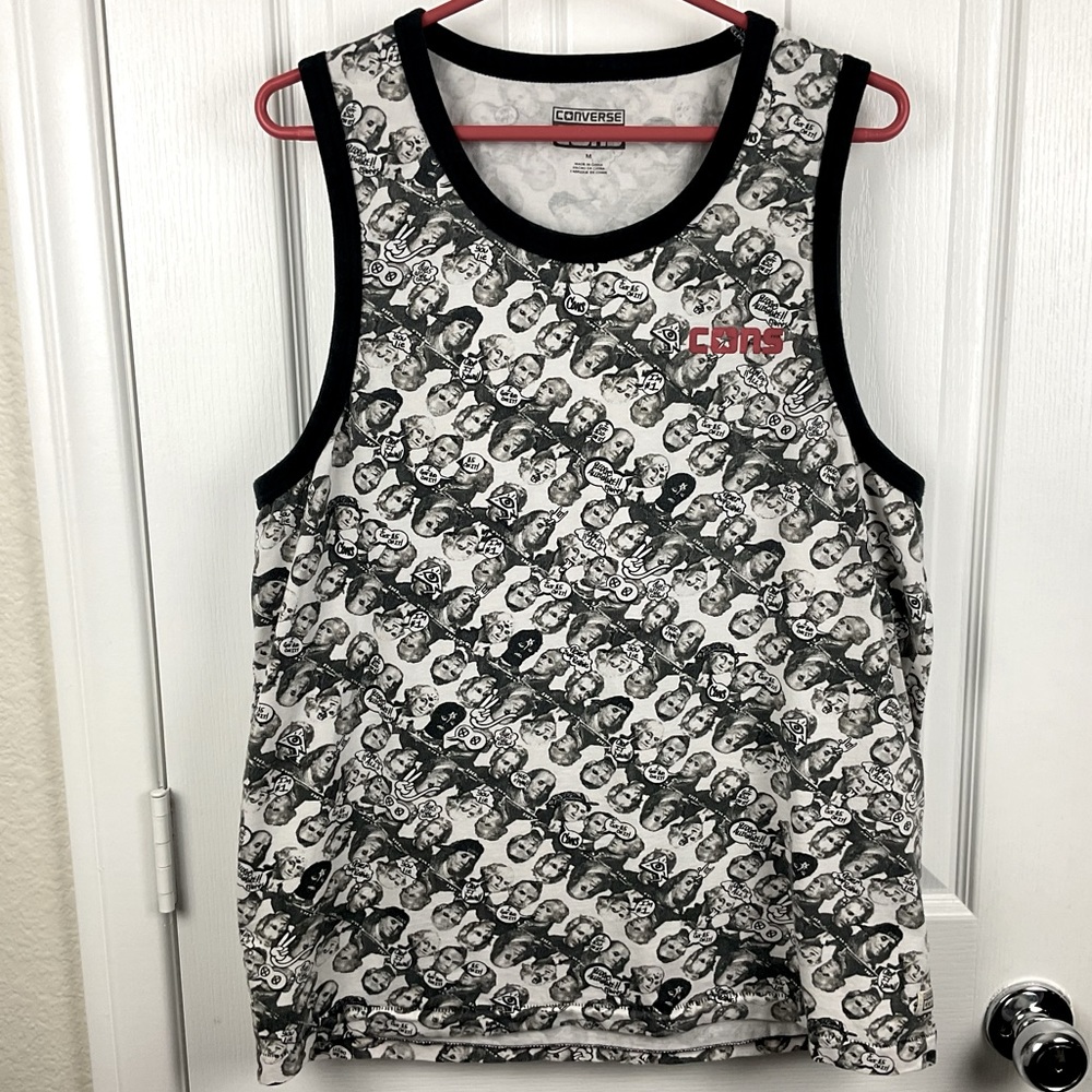 Pre-Owned Converse Cons men’s Dead Presidents White and Black Tank Top, Size M